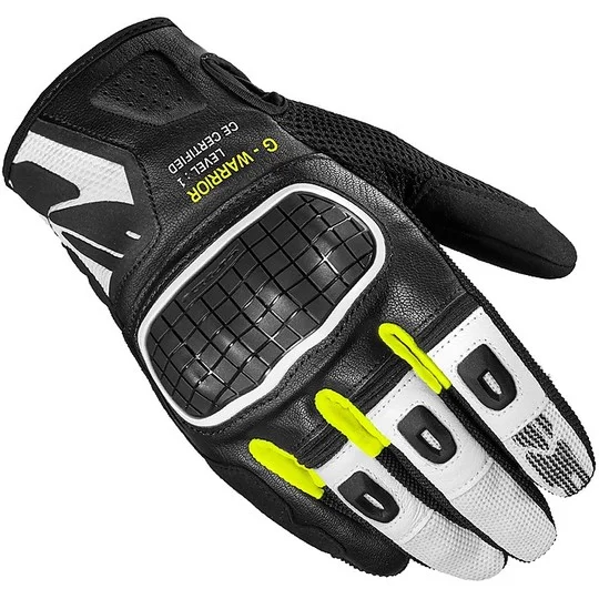 Prezzo Scontato Guanti Moto In Tessuto CE Spidi G-WARRIOR Bianco Nero