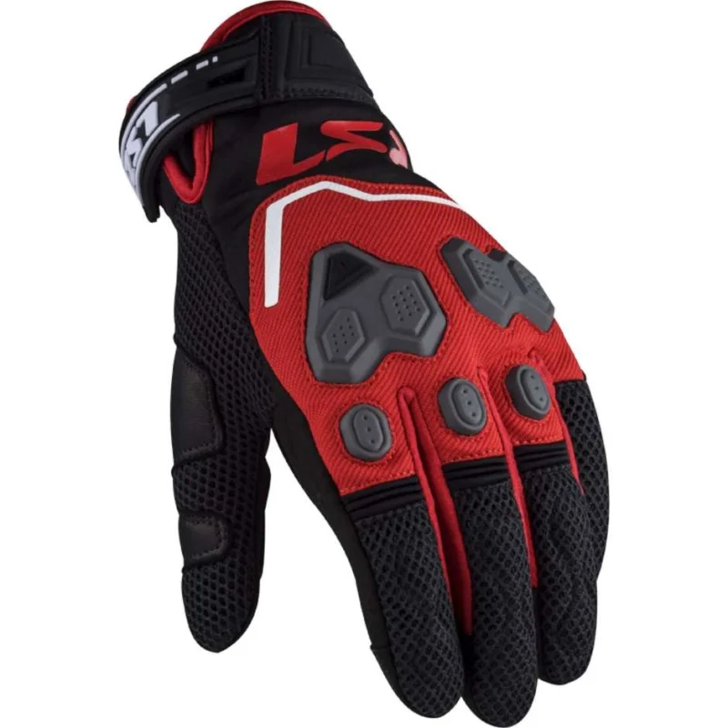 Guanti Moto Tessuto LS2 VEGA MAN Nero Rosso Soddisfatti O Rimborsati