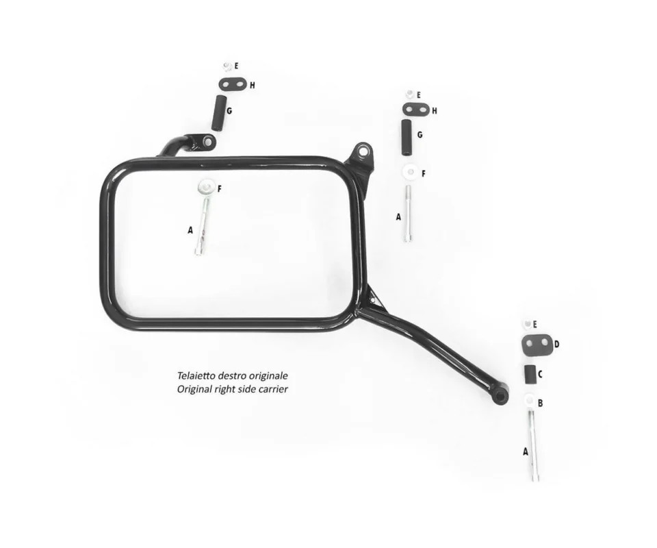 Kit distanziali Telaietto Destro porta valigie Hp Corse per ROYAL ENFIELD HIMALAYAN 450Modelli: 2024. REHI45-V Ultima Occasione